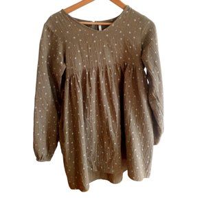 Rylee and cru- Olive stars V-neck babydoll dress size 12/14-EUC